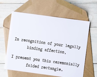 Funny Wedding Anniversary Card: Sarcastic Milestone Greeting, Legally Binding Affection