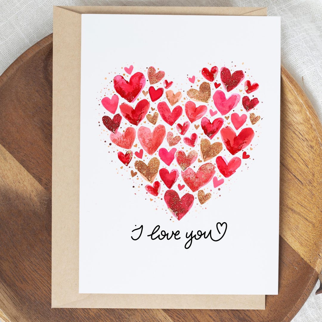 I Love You Heart Card: Romantic Valentine's Day Greeting - Etsy