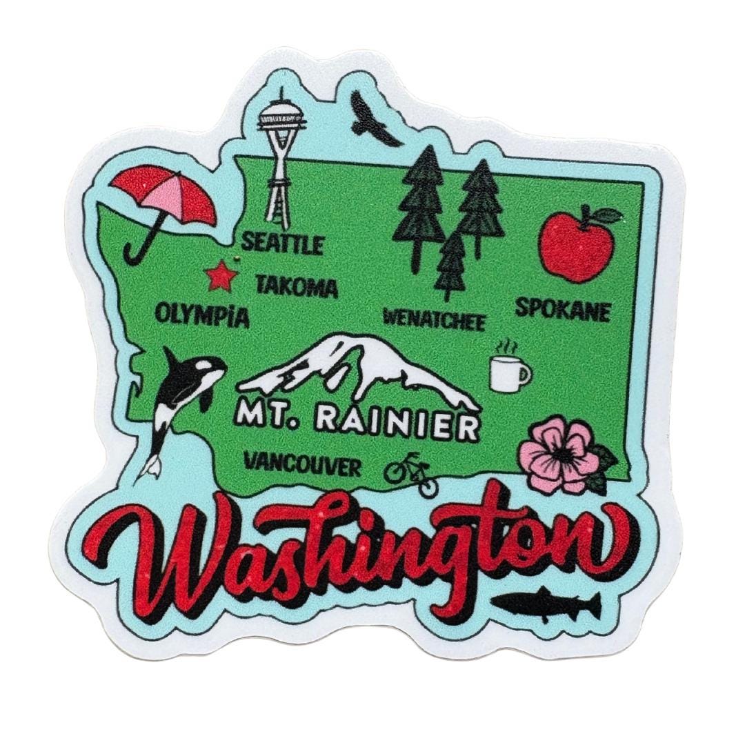 Washington State Sticker: Waterproof Vinyl Decal for Laptop, Water ...