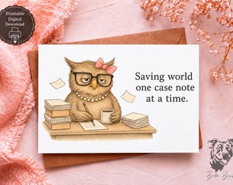 Funny Social Worker Printable Card, Saving the World Card, Social Work Humor, Caseworker Gift, Social Worker Appreciation, Instant Download