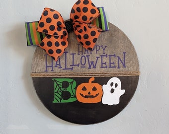 Happy Halloween round sign, Happy Halloween Boo door hanger, Halloween decor, Happy Halloween Sign, Boo Sign, Halloween Sign