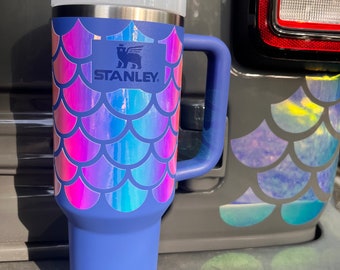 Holographic Mermaid Scale Stanley Cup Wrap: Waterproof Vinyl Decal