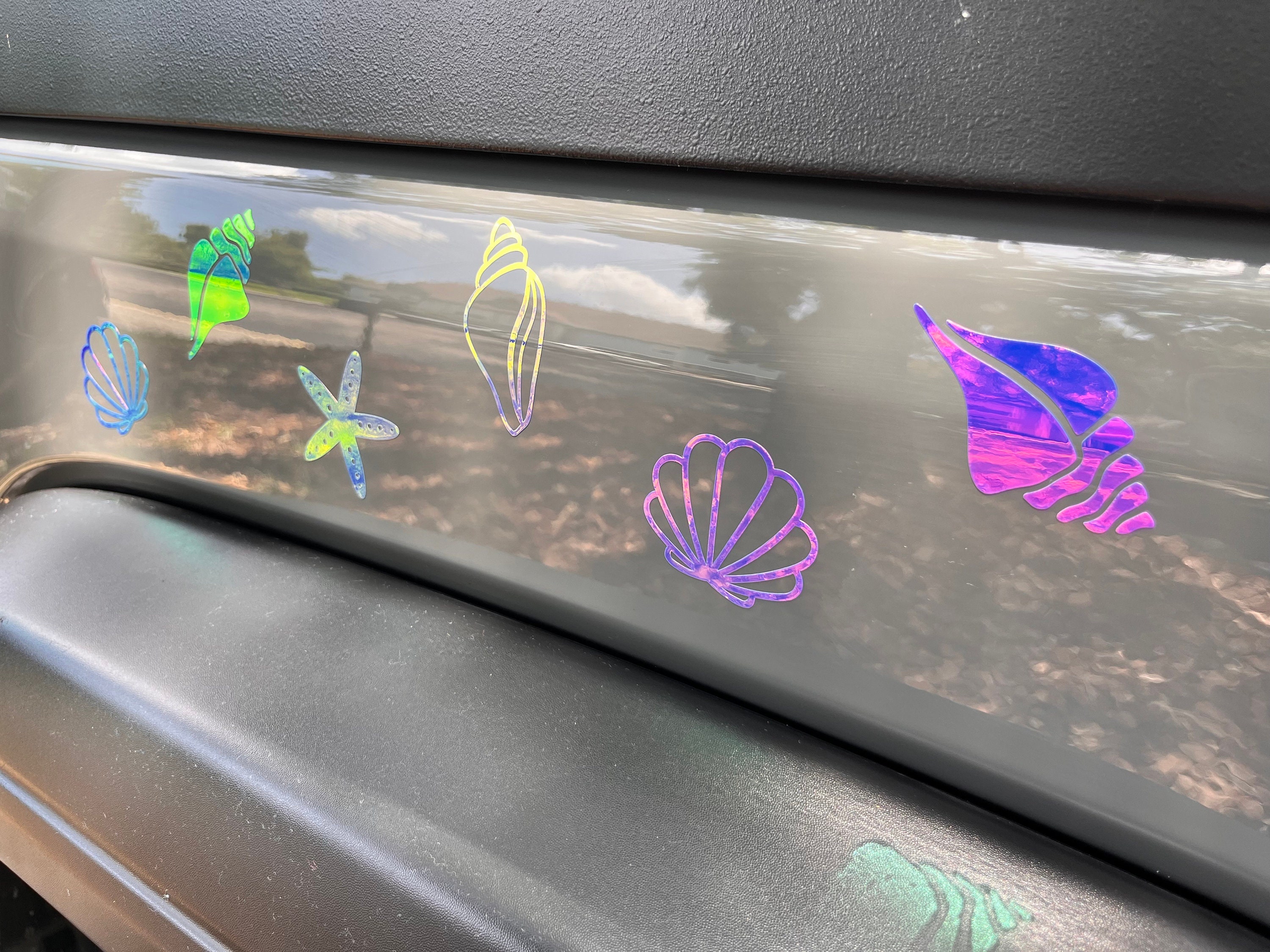 Holographic Seashell Car Decals, Mirror, Notebook, Laptop Decor, Hard ...