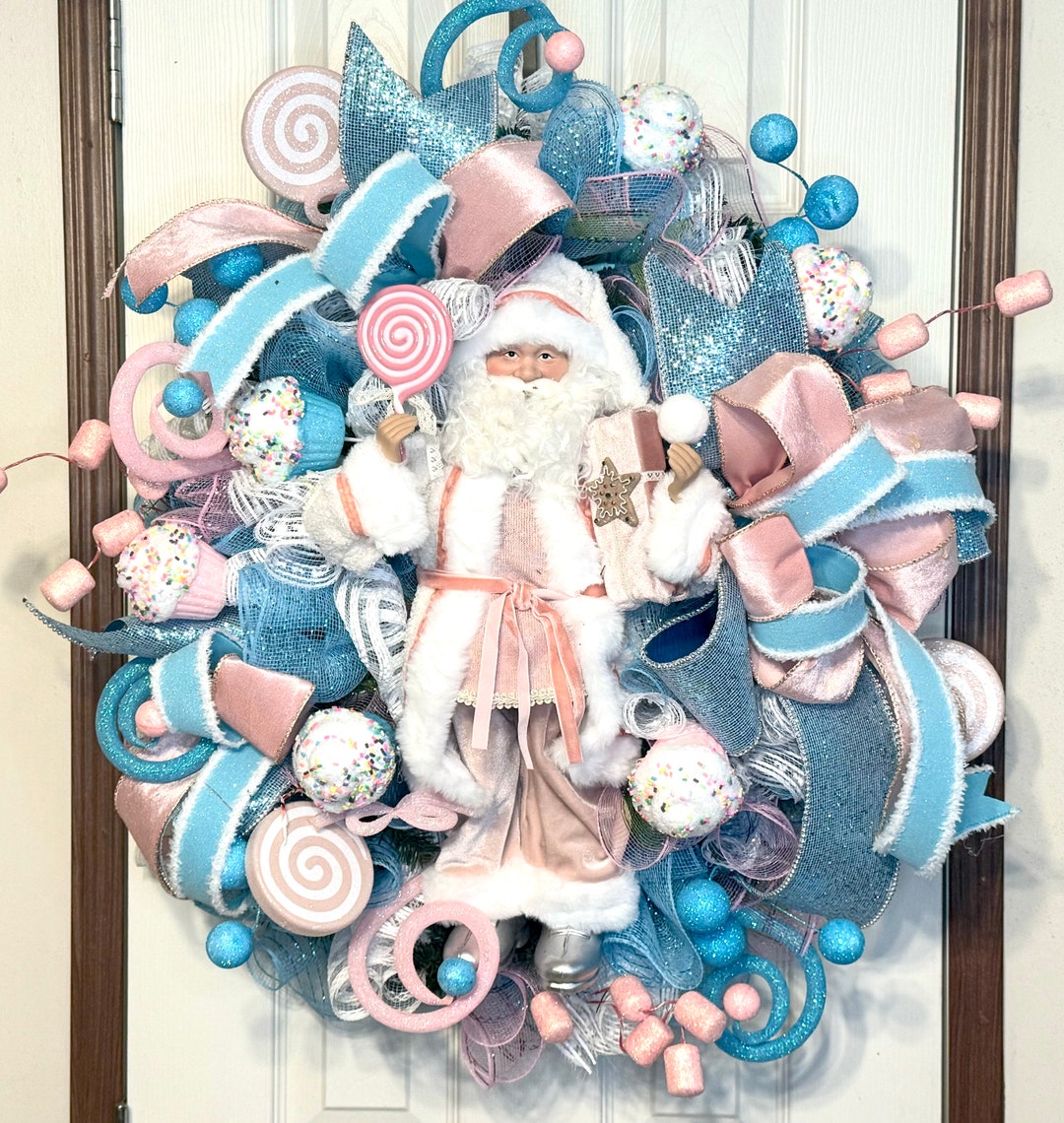 Santas Candyland Wreath Pastel Christmas Wreath Pastel - Etsy