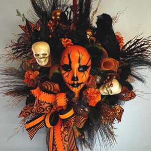 XL Halloween wreath, Spooky Mannequin wreath, Gothic Halloween decor, Entryway decor, Halloween Door decor. Haunted Harvest Halloween Wreath