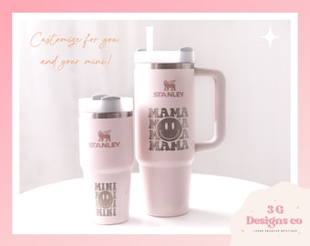 Pink Stanley engraved tumbler, 30 0z Stanley, 40oz Stanley, Stanley  quencher, personalized Stanley, kids Stanley, mini Stanley, mama & mini