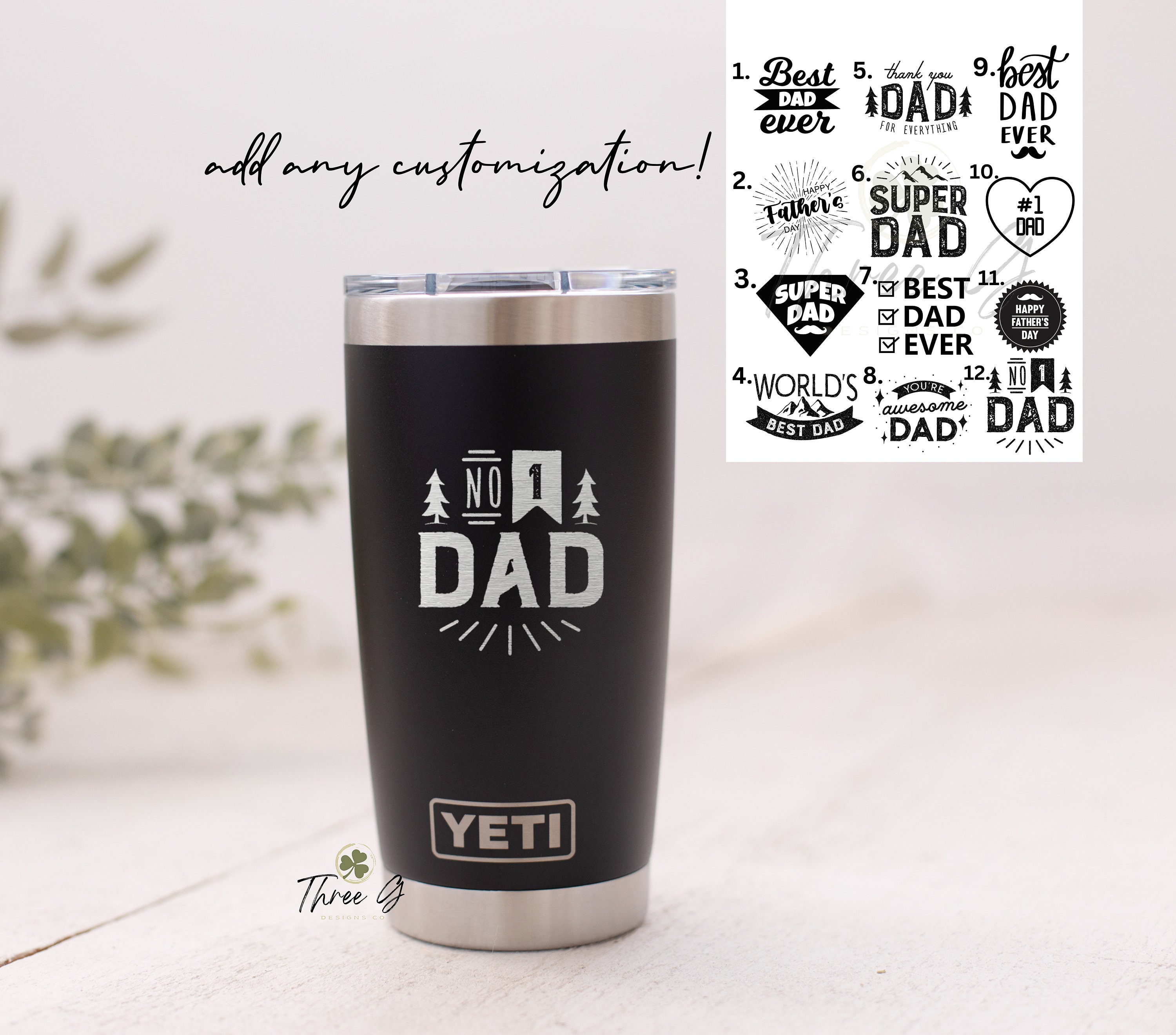 Personalized Custom Engraved YETI® or Polar Camel 20oz Tumbler BEST Papa By  Par, Grandpa Uncle Godfather Father Papa Daddy Daddy