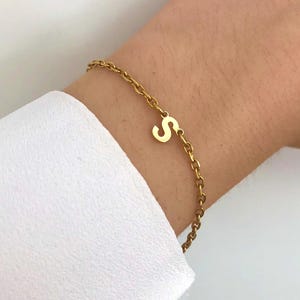 Pulseira personalizável com letra, inicial, joias finas e delicadas de aço inoxidável, presente para ela, aniversário, dia das mães