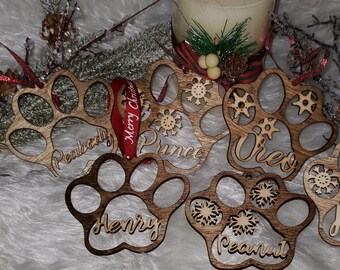 Personalized Dog Paw Christmas Ornament / Pet Christmas Tree Ornament/ Fur Baby Christmas Tree Ornament / Paw Print Ornament