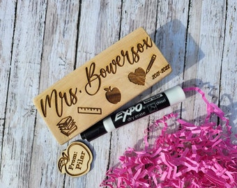 Personalized Teachers Gift / Eraser w/ dry erase marker/ Teacher Appreciation / Teachers Christmas Gift/ Back to School Teachers Gift/
