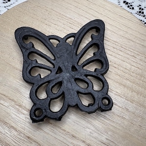 Vintage MCM Cast Iron Butterfly Trivet- 1970s Trivets- Cast Iron Decor