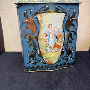 Vintage Decorative Kitchen Tin- Vintage English Tea Tin- Vintage Biscuit Tin- Vintage Tin - Kitchen Canister