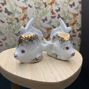 Vintage Japanese Porcelain Fish Salt and Pepper Shakers- S/P- Vintage Shakers- Tropical Fish