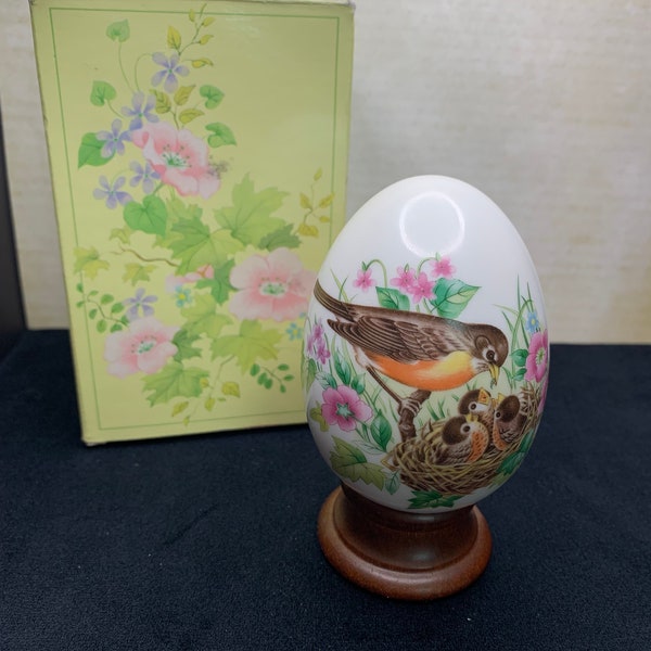 Vintage Avon Four Seasons Painted Egg- Spring Design -Collectable Egg