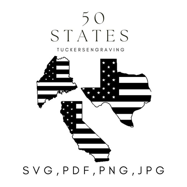 United States-50 states with American flag-cut template files-laser cnc digital files svg,pdf,jpg,png-template