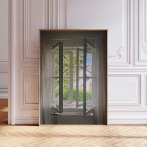 Salzburg Morning Serenity, Stunning Shutter Windows, Greenery View, Summer Austria Art Print Download