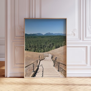 Suncadia Wildnis Treppe Fotodruck, immergrüne Baum Wald Landschaft, Washington Natur Wandkunst, pazifischer Nordwesten Wandern Dekor
