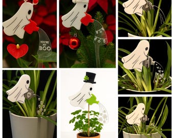 Ghost Plant Stakes – Cute  Plant Decor – Potted Plant Accessories – For all Holidays