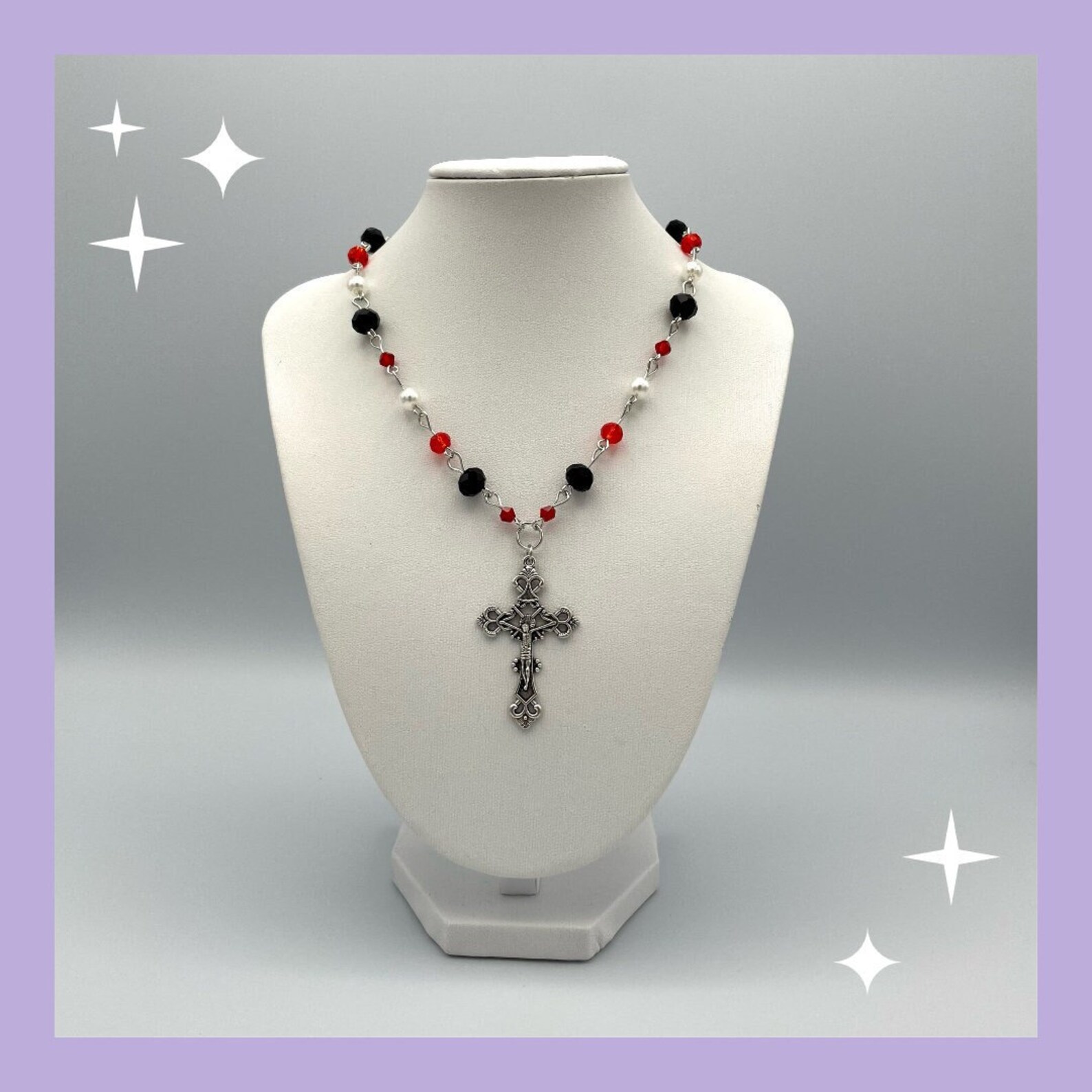 Black and Red Cross Necklace - Etsy
