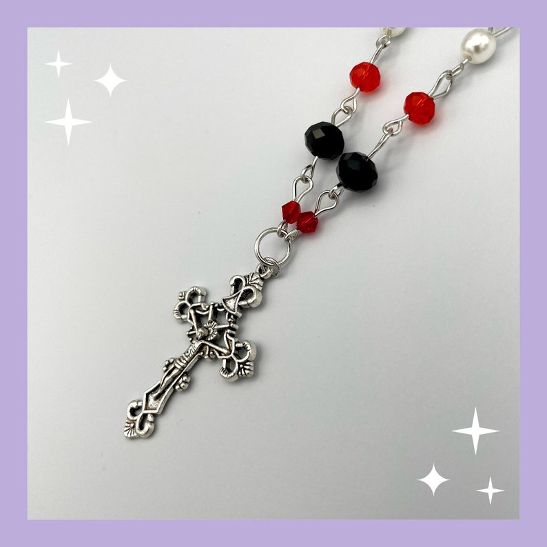 Black and Red Cross Necklace - Etsy