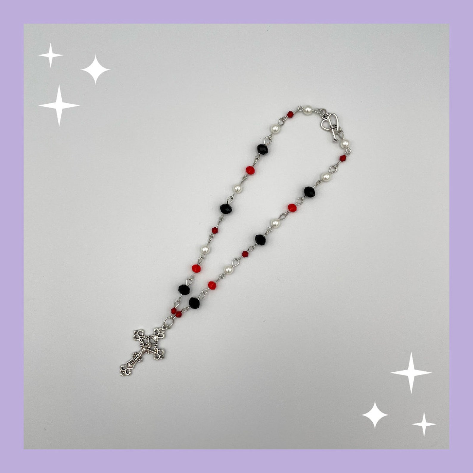 Black and Red Cross Necklace Etsy