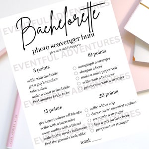 Bachelorette Photo Scavenger Hunt | Printable | Instant Download | Bachelorette Party Game | Bachelorette Party Game | Printable Game