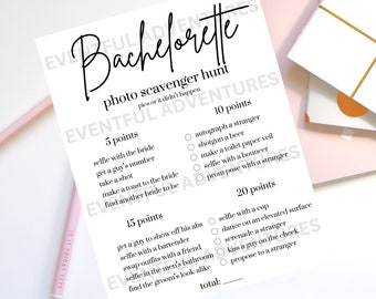 Bachelorette Photo Scavenger Hunt | Wersja do druku | Natychmiastowe pobranie | Gra Bachelorette Party | Gra Bachelorette Party | Gra do druku