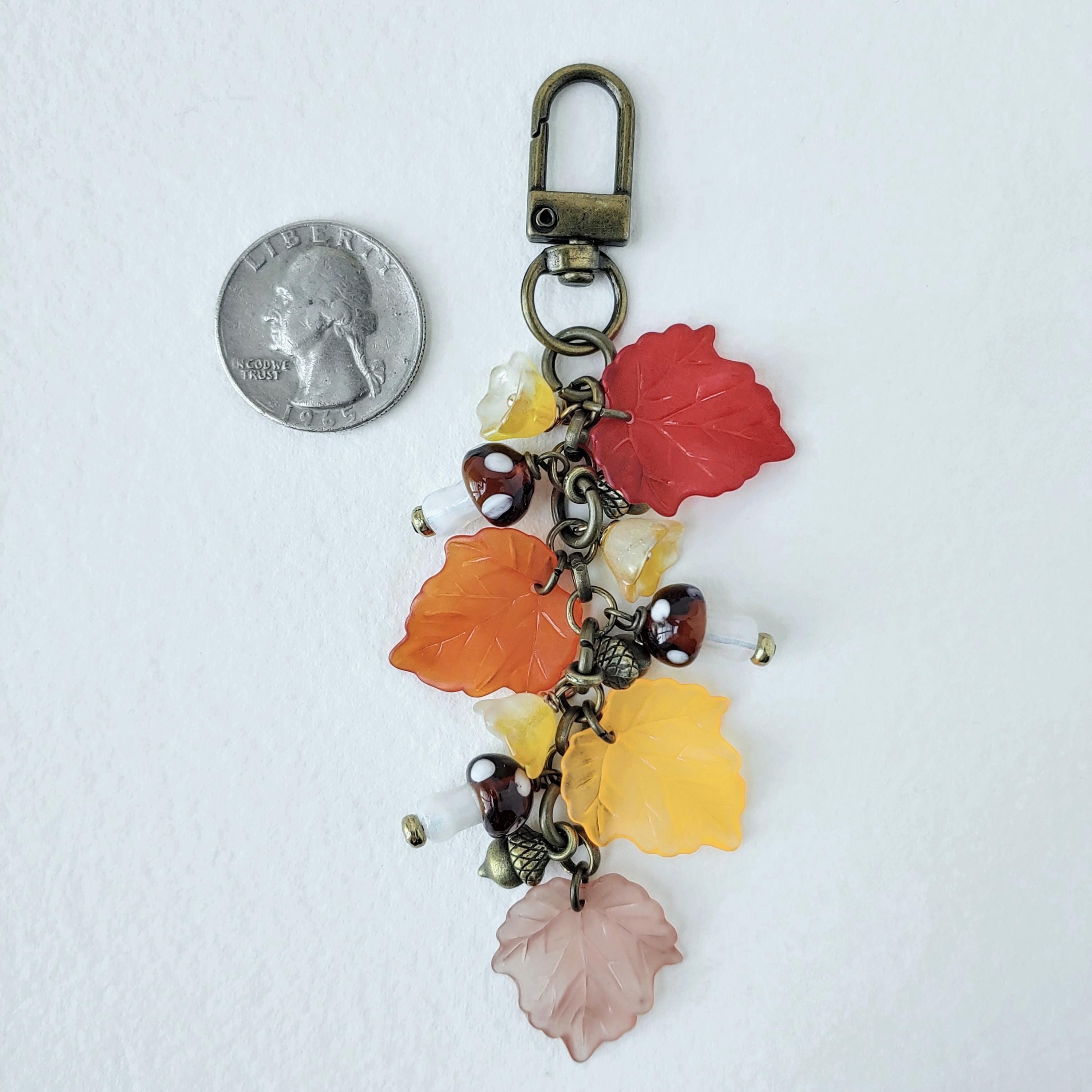 Cozy Fall Cottage Core Keychain | Autumn Leaves | Cute Mushroom | Purse ...