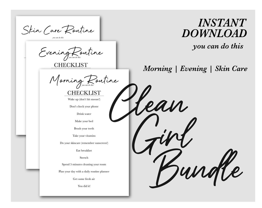 Clean Girl Aesthetic Self Care Bundle morning, Evening and Skin Care ...