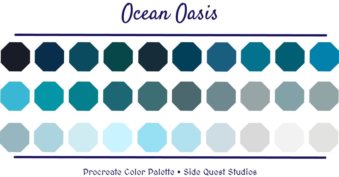 Ocean Oasis Procreate Color Palette Sea Water Waves - Etsy