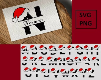 Christmas Monogram Alphabet Svg Bundle, Split Svg, PNG Instant Download