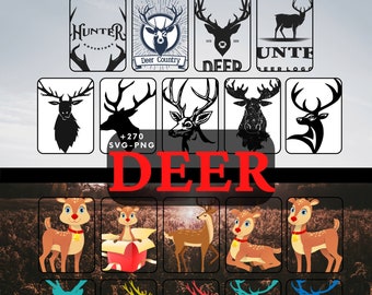 Hirsch SVG, Hirschgeweih svg, Hirschkopf svg, Hirsch und Doe Silhouette Bundle, Hirsch Familie, Hirsch Jagd Abenteuer svg, Jagd svg, digitaler Download