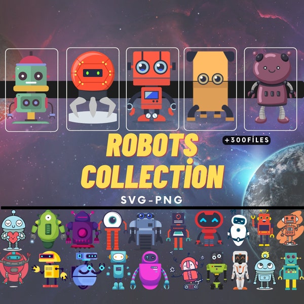 Robot SVG / Robot Clipart / Cute Robots Clip Art / Vintage robots / Robots Prints /Children Printables /Robots clipart design /Robots Prints