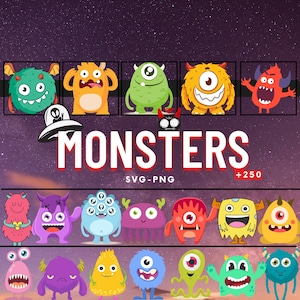 Niedliche bunte Monster svg, lustige Monster svg geschnitten Dateien, süßes Monster svg, Baby Monster Clipart, T-Shirt Design, Monster svg, digitaler Download