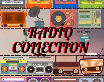 Vintage Radio Designs SVG PNG, Old School Radio SVG, Retro old media, Boom Box svg, arquivo de corte estéreo de rádio vintage, download digital instantâneo,