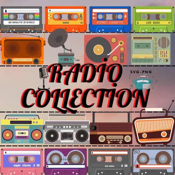 Vintage Radio Designs SVG PNG, Old School Radio SVG, Retro old media,Boom Box svg, Vintage Radio Stereo Cut File,Instant Digital Download,