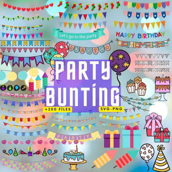 Party Bunting Svg , Flag Svg, Bunting Banner Clipart, Party Bunting Vector,Birthday Party,Party Theme Svg,Party Cut Files,Happy Birthday Svg