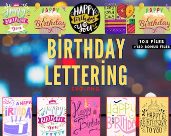 Happy birthday svg hand lettered,birthday svg,birthday party svg,birthday cake svg,birthday party svg png,birthday clipart, +120 BONUS FİLES