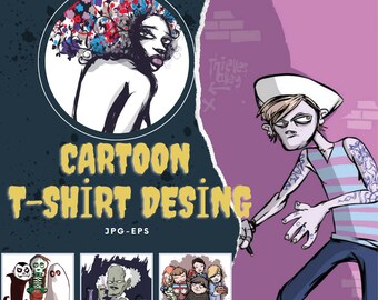 Cartoon T-Shirt Design Vectors , High Resolution, Mockup , T-shirt svg ,Urban designs ,Huge Bundle,Vector Graphic Designs Pack,JPG,EPS FİLES