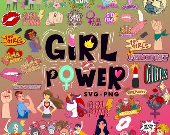 Girl Power SVG, Girl Power Clipart, Girl Clipart, Feminist Clipart, Strong Women, Girl Empowerment, Women’s Day, Feminizm svg, Télécharger SVG-PNG