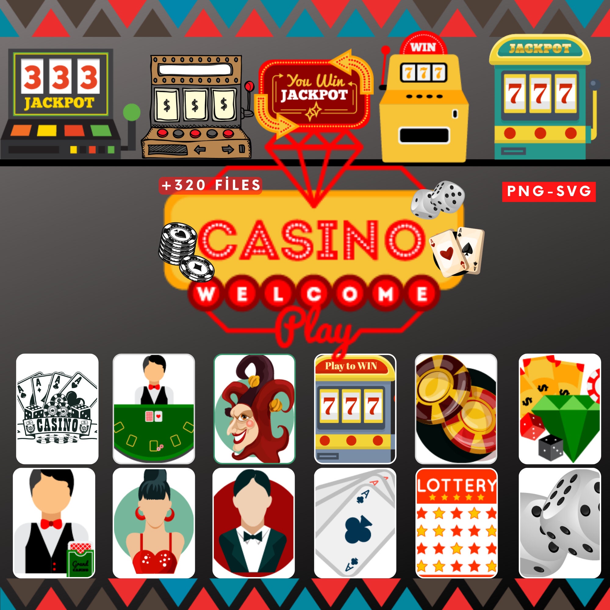 323 Casino SVG Bundle, Gambling Svg, Poker Clipart, Royal Flush Svg