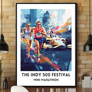Indy 500 Festival Mini Marathon Poster | Indianapolis Marathon Gift | Marathon Gift | Marathon Poster | Indy 500 Marathon | Runner Gift