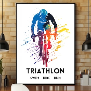 Triathlon Poster | Triathlon Gift | Swim Bike Run | Triathlon Gift | Gift For Triathlete | Triathlete Gift | Athlete Gift  | Marathon Gift