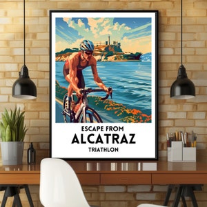 Cartaz de Triatlo Escape From Alcatraz | Presente de Triatlo Escape From Alcatraz | Presente de Triatlo Escape From Alcatraz | Presente para Triatleta