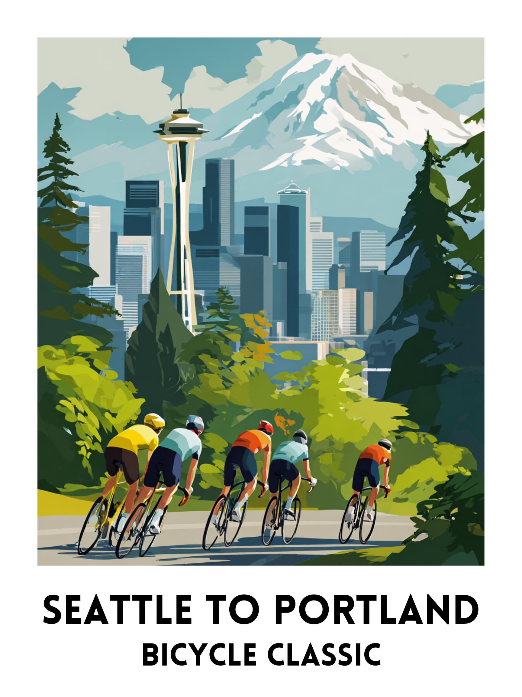 Seattle Bike Ride Seattle to Portland Poster | Seattle to Portland Bicycle Classic ...