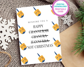Tarjeta divertida de Hanukkah / Chrismukkah / Diseño de Menorá (Descarga digital)