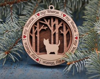Westie Ornament, Custom Dog Ornament, Gift for Dog Lovers, Dog Christmas Ornament, Pet Keepsake, Dog Breed Ornament