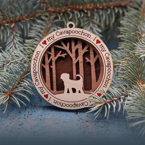 Cavapoochon Ornament, Custom Dog Ornament, Gift for Dog Lovers, Dog Christmas Ornament, Pet Keepsake, Dog Breed Ornament