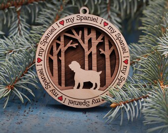 Spaniel Ornament, Custom Dog Ornament, Gift for Dog Lovers, Dog Christmas Ornament, Pet Keepsake, Dog Breed Ornament