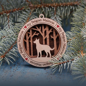 Belgian Malinois Ornament, Custom Dog Ornament, Gift for Dog Lovers, Dog Christmas Ornament, Pet Keepsake, Dog Breed Ornament
